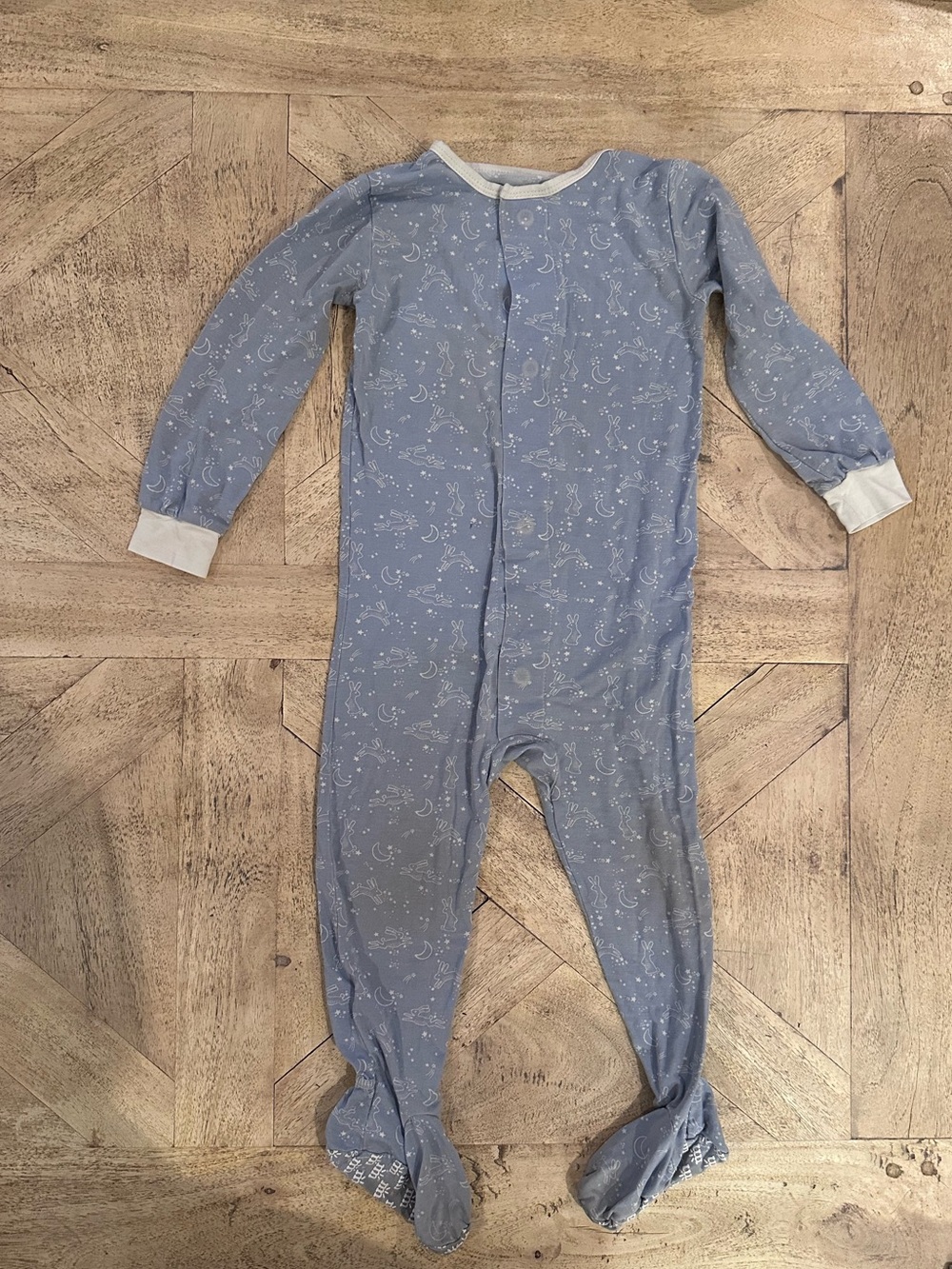 Magnetic Me Light Blue Bunny, Moon & Stars  Footed One-Piece